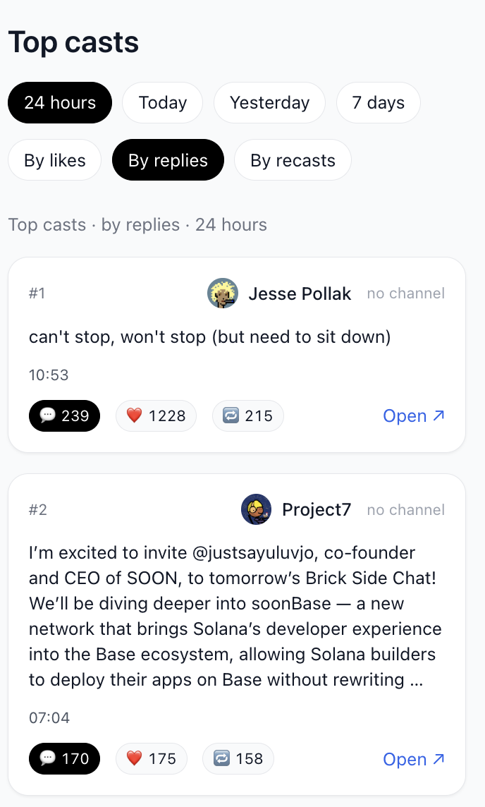 Top Casts Farcaster - Farcaster Mini Apps screenshot